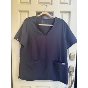 FIGS Technical Collection Casma Scrub Top V-Neck Short Sleeve Quiet Navy Size XL
